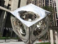 Çağdaş Paslanmaz Çelik Heykel Işık Küp Son Derece Cilalı Plaza Dekorasyon