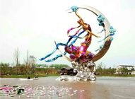Kamu Sanatı Büyük Açık Bahçe Heykelleri Paslanmaz Çelik Uçan Peri Boyalı