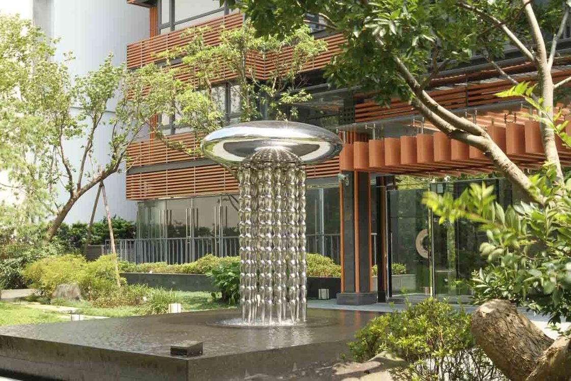 Modern Bahçe Büyük Açık Heykel, Paslanmaz Çelik Çeşme Yüzey Cilalı