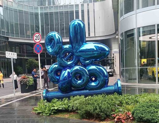 Mavi Fırın Vernikli Kaplamalı 316L Paslanmaz Çelik Soyut Tasarım Bahçe Heykeli